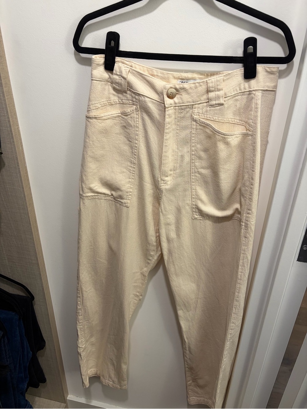 Zara Cream High-Rise Pants